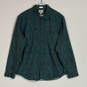 J.Crew Men’s Midweight Flannel Workshirt Green Floral XL Classic